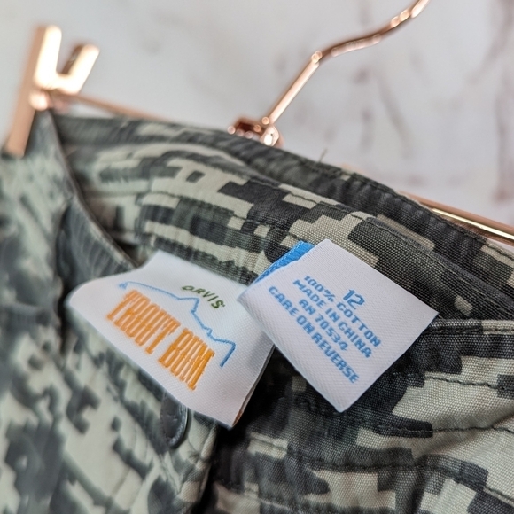 Orvis Pants Womens 12 Large Camo Capri Trout Bum Cotton Digital Woodland Crop - Picture 3 of 9